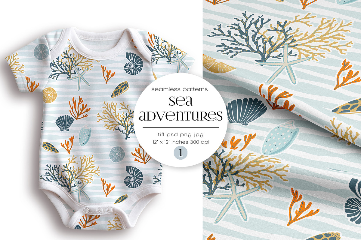 Kids Pattern Sea Adventure, a Pattern Graphic by PROTEA Watercolor Studio (Photo 1 of 6)