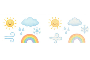 Colorful weather symbols showing, an Illustration by ZinetroN