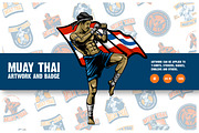 MUAY THAI ARTWORK & BADGE, a Sport Illustration by grindstudio (Thumbnail 1 of 5)