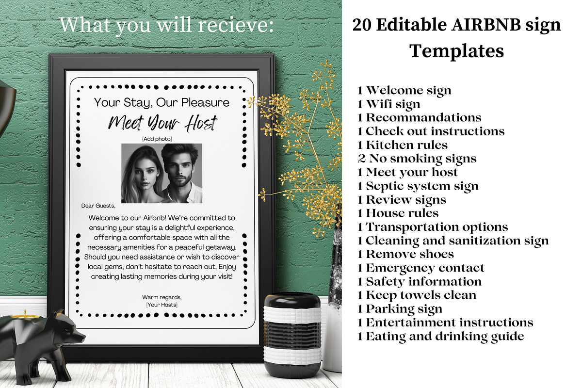 20 Airbnb Sign Bundle Template, a Stationery Template by SassyCorners (Photo 6 of 8)