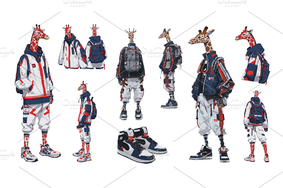 Giraffe character cartoon vector set, an Object Illustration by Onyx