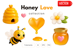 3D Honey Vector Elements