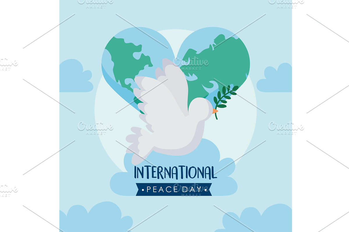 international peace day lettering, an Illustration by studiogstock