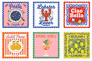 Italian Summer Stamp Clipart Bundle, an Illustration by Dream Creation (Thumbnail 4 of 8)