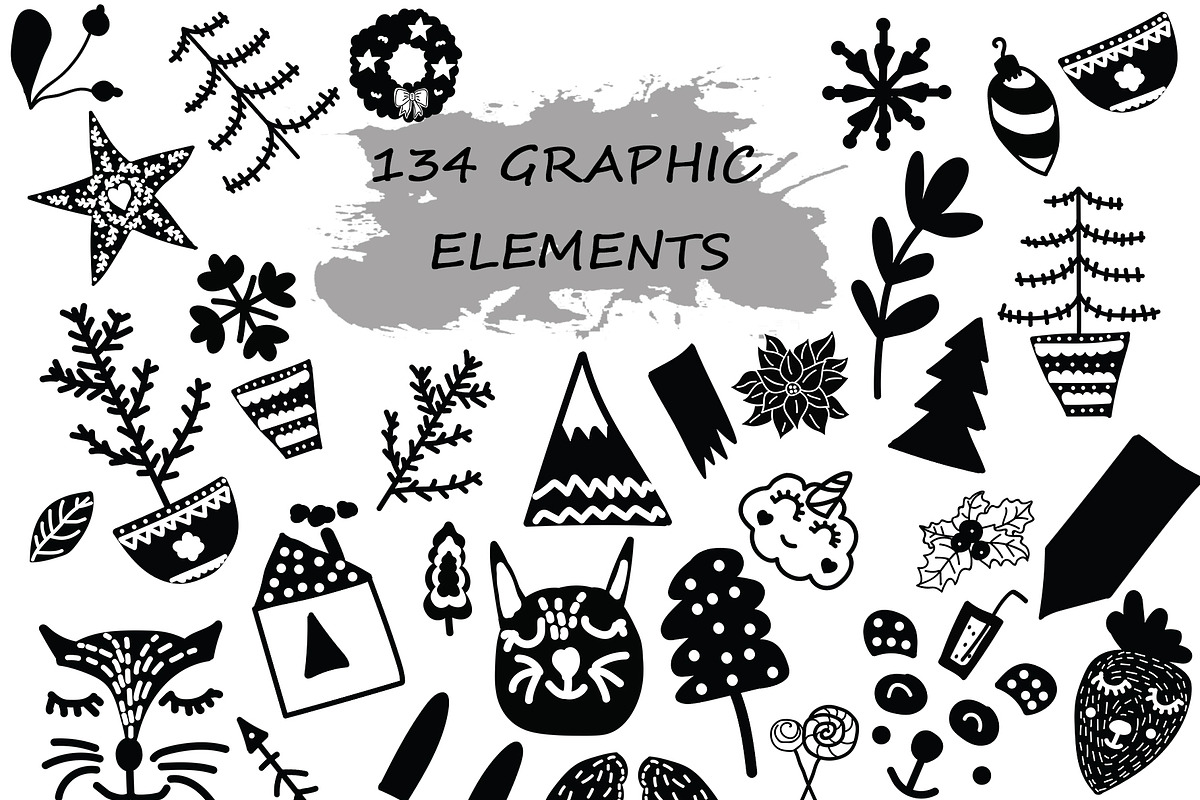 Scandinavian Christmas Elements, an Animal Illustration by Pixavics (Photo 2 of 5)