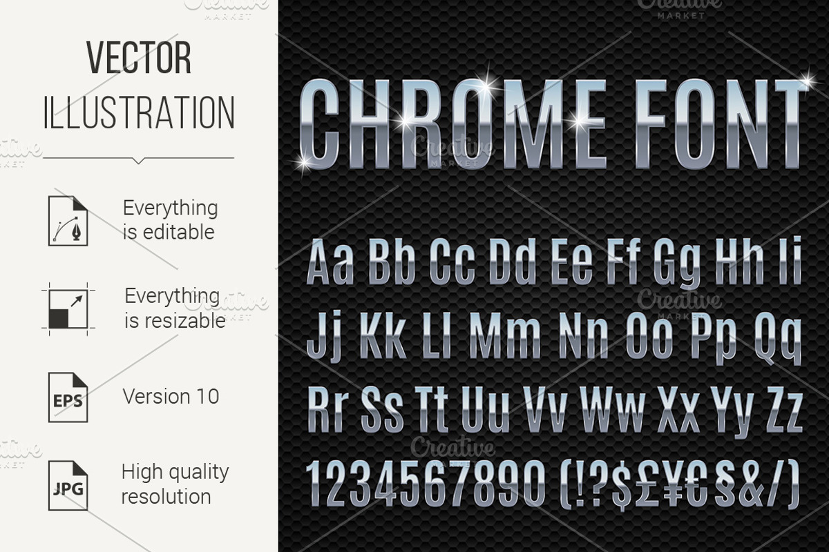 Chrome font, a Graphic by DvargShop