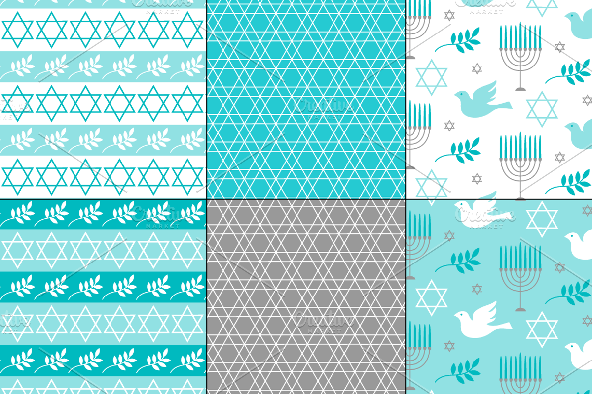 Blue Gray Hanukkah Patterns preview 5