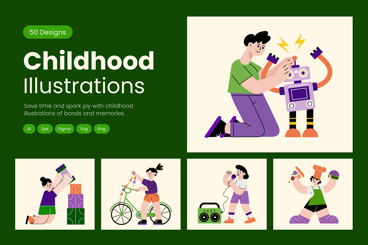 Childhood Illustration Art Set, a Person Illustration by Brickclay (Photo 1 of 9)