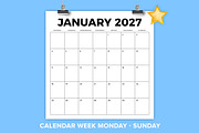 2027 12x12 Monday to Sunday Calendar, a Stationery Template by Running With Foxes (Thumbnail 1 of 5)