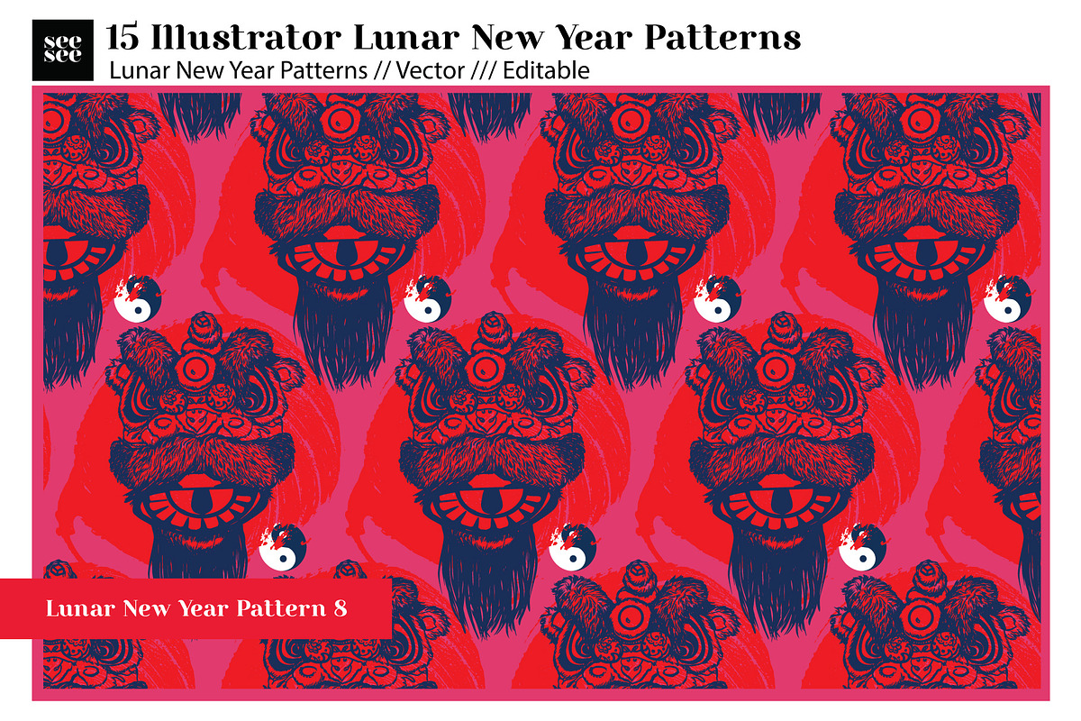 15 Vector Lunar New Year Patterns, a Pattern Graphic by CC CREATIVE CO (Photo 20 of 23)