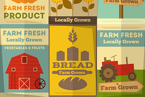 Set of Posters for Organic Farm Food