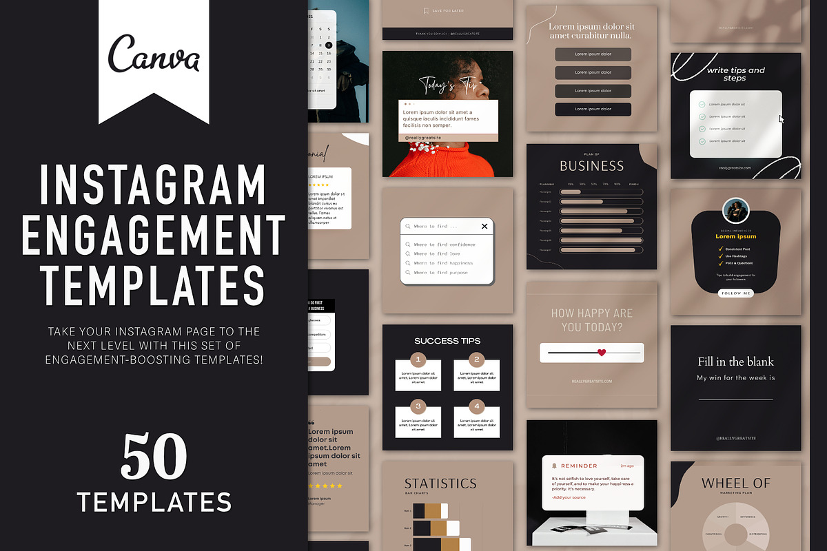 Black Instagram Engagement Template, a Social Media Template by oases
