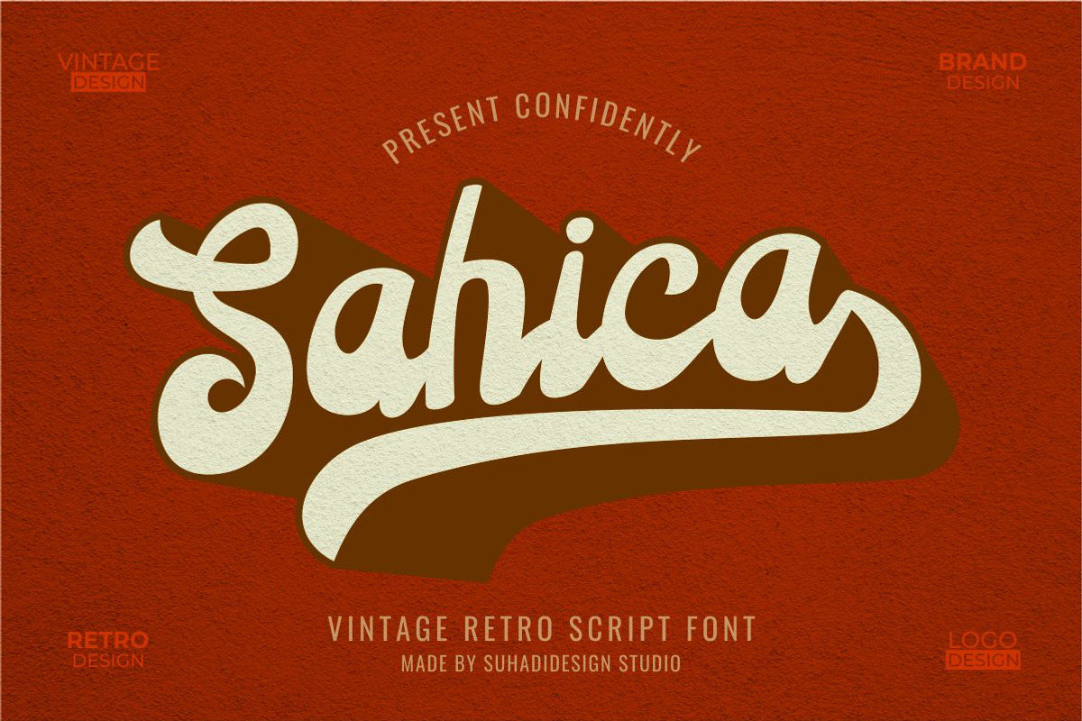 Sahica Branding Retro Groovy Font, a Script Font by suhadidesign (Photo 1 of 10)