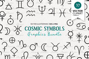 Cosmic Zodiac Vector Icon Symbols