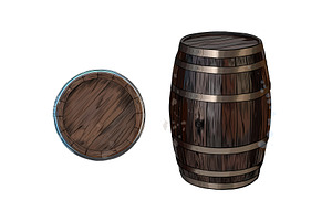 Wooden barrel for wine, an Object Illustration by 3D Tai