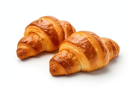 Fresh croissants isolated on white background. Generative AI, a Food & Drink Photo by AlyaAnd