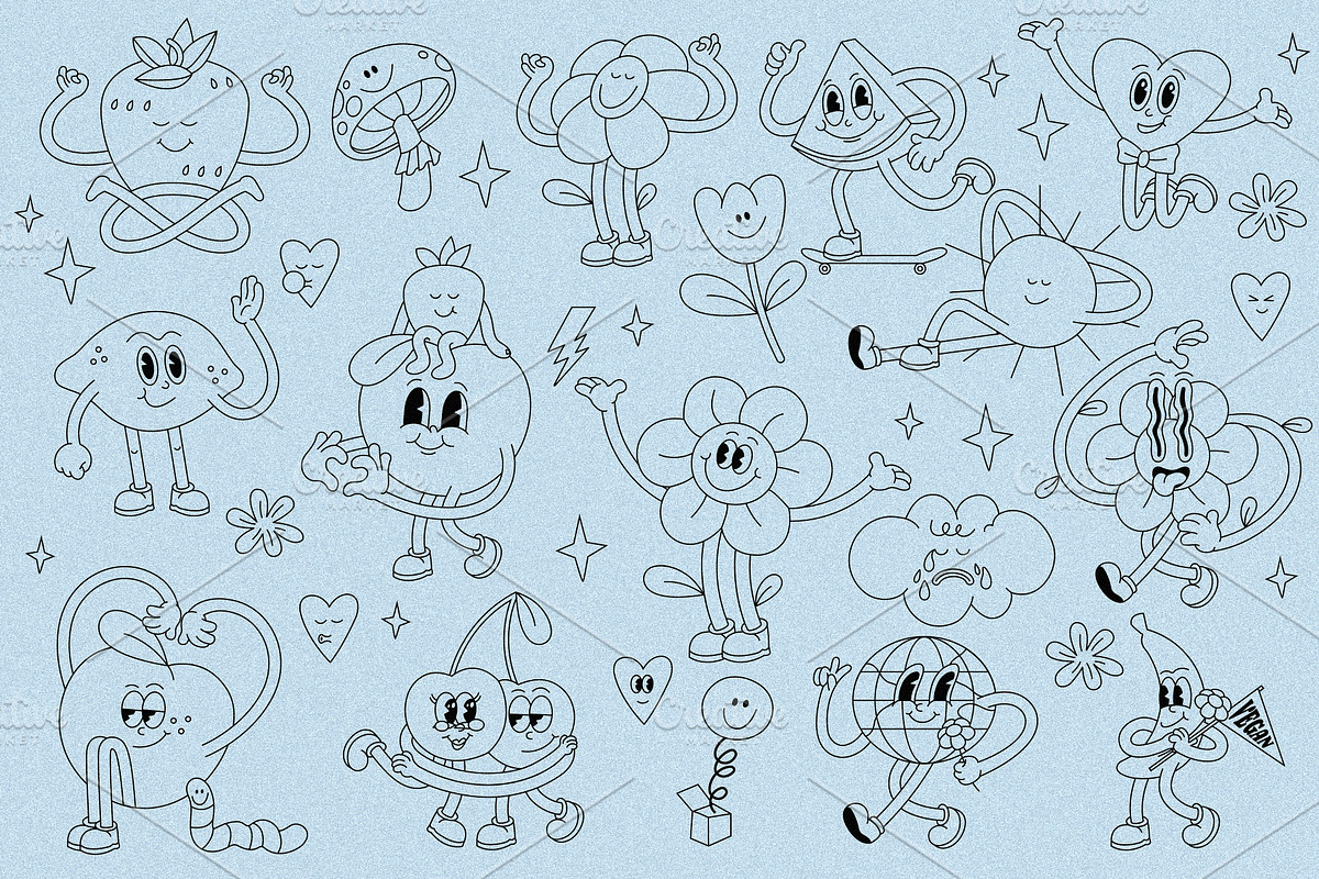 Collection retro stickers, a Texture Illustration by oxygen_8 (Photo 9 of 9)