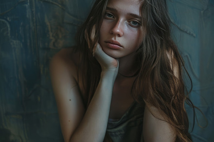 Close-up of woman in deep anxiety, an Abstract Photo by Natalia Klenova's Shop