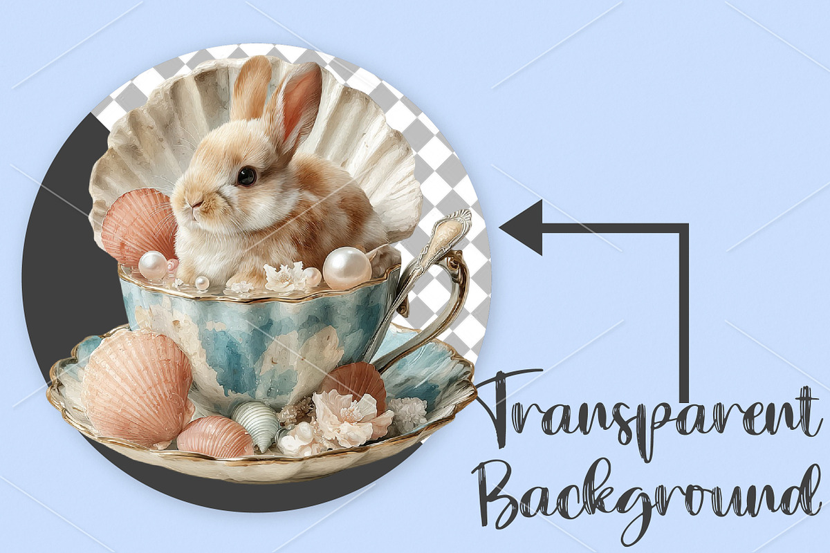 Whimsical Summer Bunny Clipart PNG, a Seasonal Illustration by Canvas Craft (Photo 2 of 7)