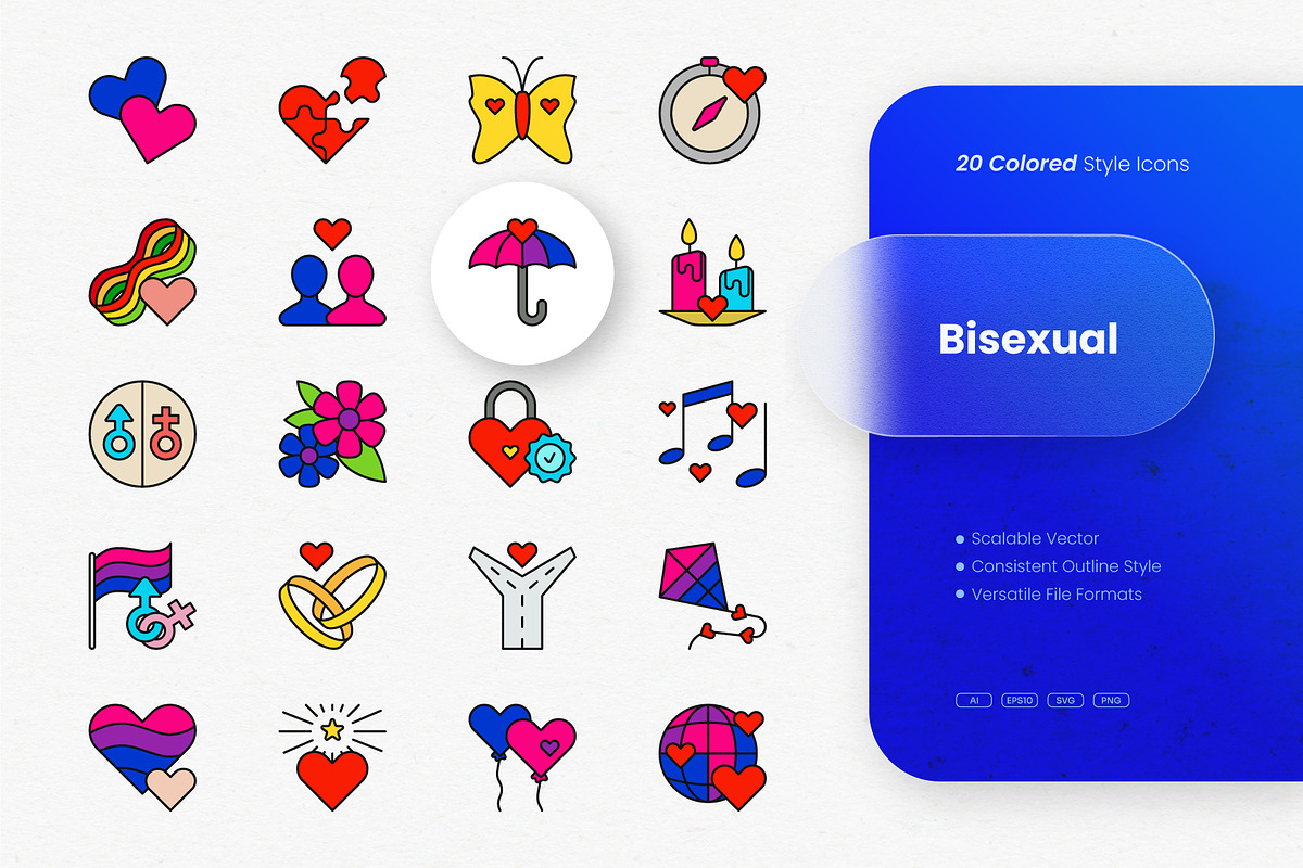 Bisexual Colored Icons, an Outline Icon by cidcud_graphic