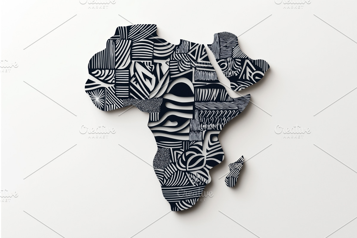 Artistic map of Africa with, an Object Illustration by Sergey Kotenev