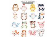 Cute Animals Watercolor Clipart Set, an Animal Illustration by CharmClipart (Thumbnail 19 of 20)