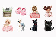 Watercolor Cat Mom Clip Art, an Illustration by Design Market (Thumbnail 4 of 4)