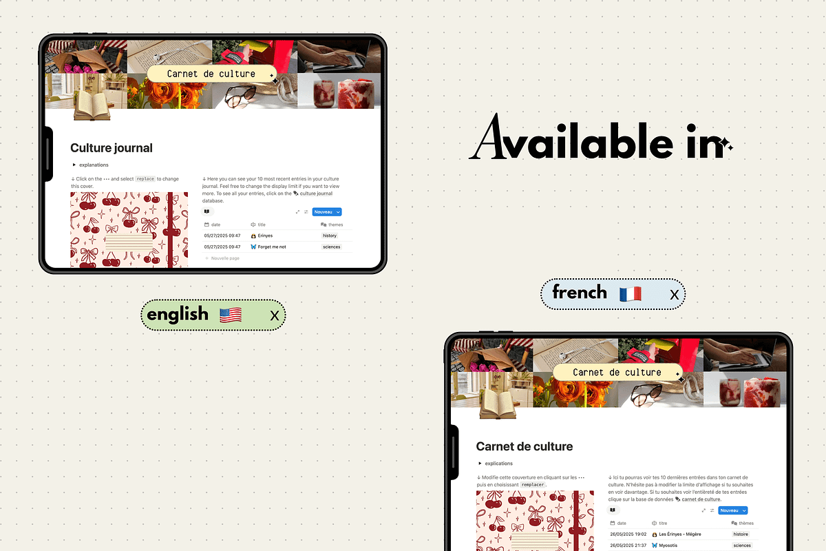 Culture journal - Notion template preview 6
