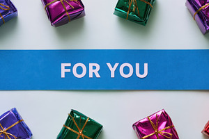 Colorful gift boxes displayed