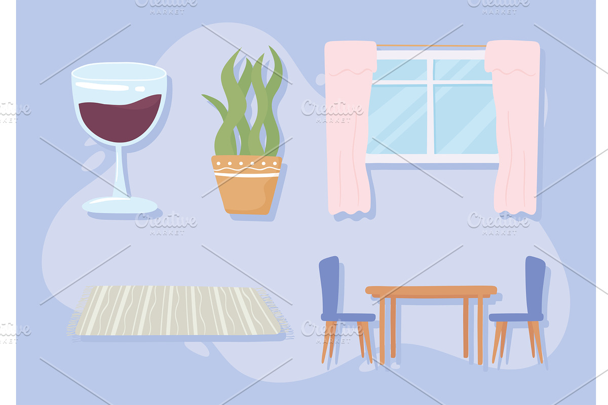 home decoration icons, an Object Illustration by studiogstock