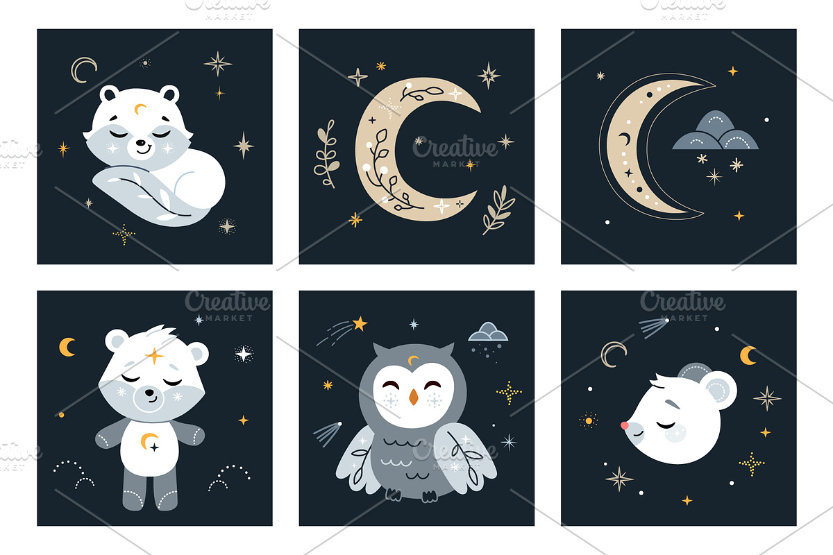 Night dreamers digital bundle., a Decorative Illustration by Unicornspedia (Photo 4 of 5)