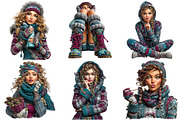 Cosy Winter girl Clipart Bundle, an Illustration by Craft Nest (Thumbnail 8 of 10)