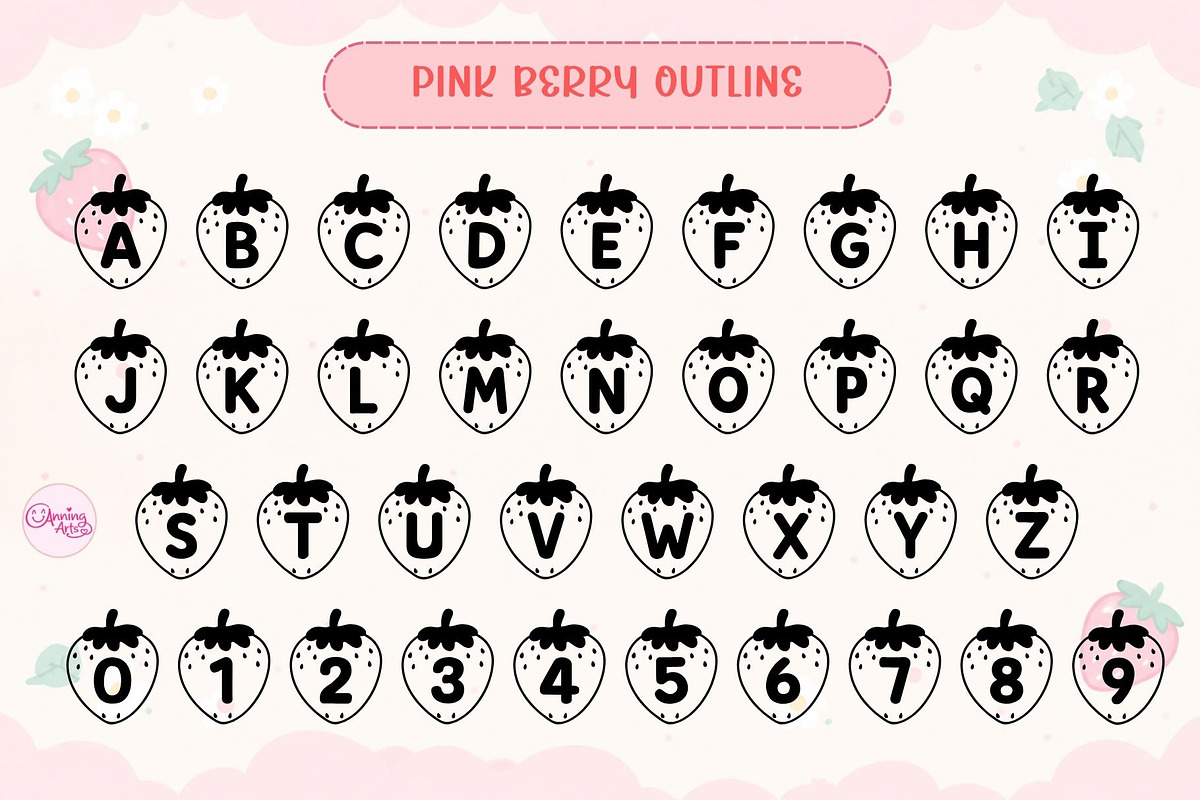 Pink Berry - sweet decorative font, a Symbol Font by AnningArts (Photo 6 of 6)