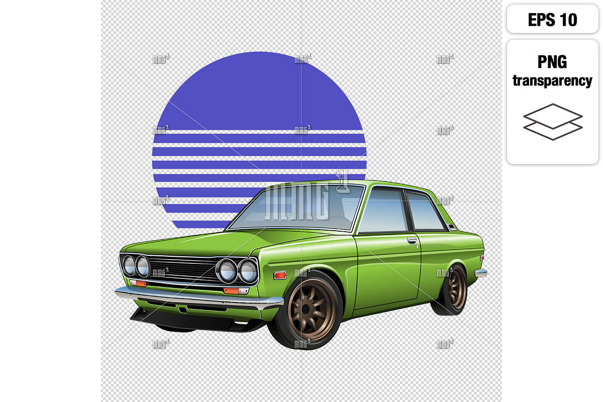 JDM 70's classic sedan & 80's sunset, an Education Illustration by MMG1designs (Photo 5 of 5)