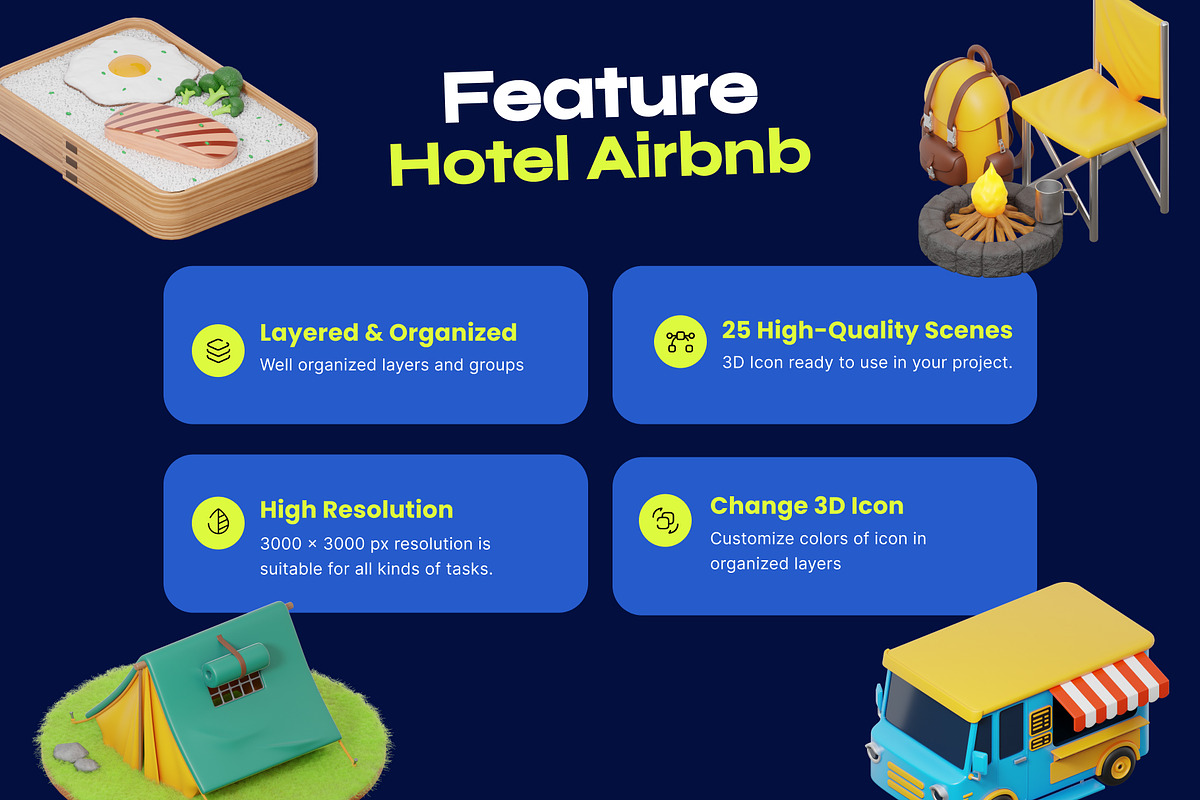 Hotel & Travel 3D Isometric 3D Icon, a Furniture 3D Model by orenjidesign (Photo 2 of 8)