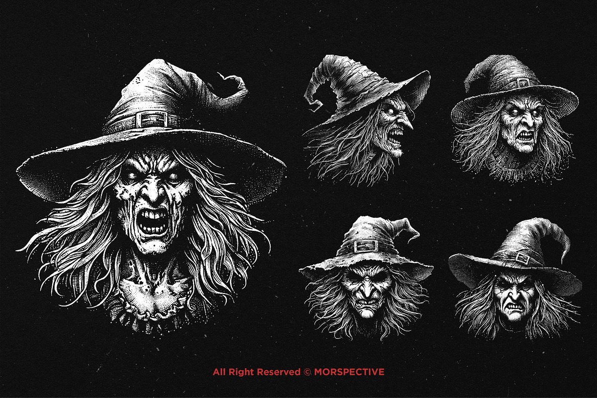 10 Bundle Dark Art Witch Head Women, an Illustration by Morspective (Photo 3 of 7)