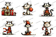 Whimsical Christmas Cats Clipart, an Illustration by DreamArtGraphic (Thumbnail 4 of 5)