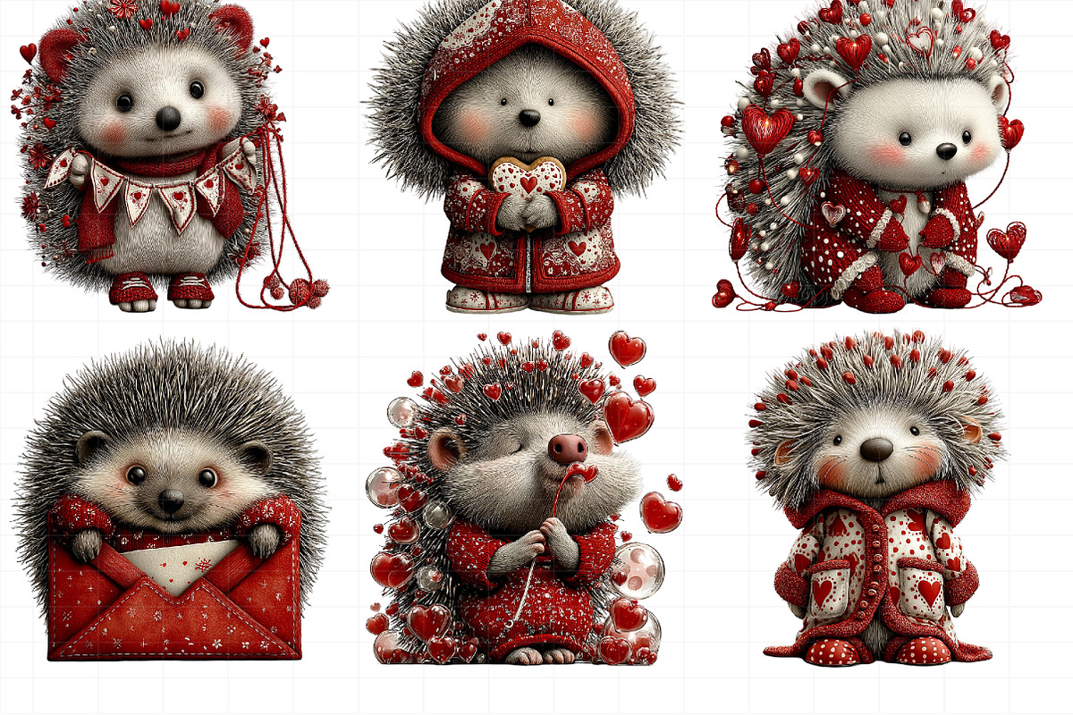 Whimsical Valentine Hedgehog Clipart, an Illustration by Daily.Designs (Photo 5 of 8)