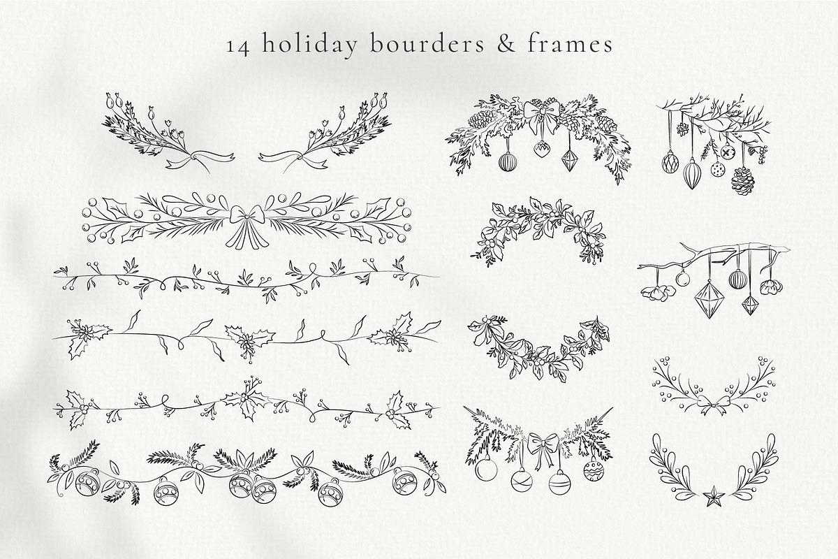 Line Art Winter Floral Decorations, a Decorative Illustration by La Petite Line Art (Photo 5 of 15)