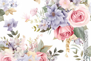 PASTEL ROSES 4. Bundle Of 8 Seamless