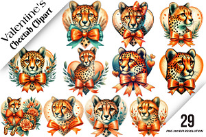 Valentine's Cheetah Clipart, an Illustration by DreamArtGraphic