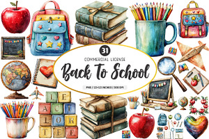 Distressed Back To School Clipart, a Transportation Illustration by SinaCreation