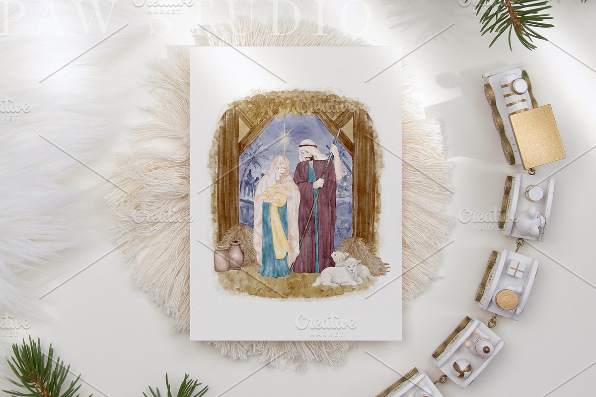Christmas Holy Night Nativity Scene, an Illustration by PawGraphic (Photo 9 of 10)