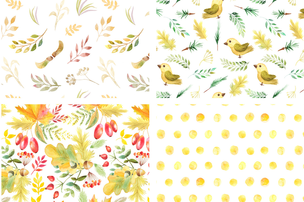 Watercolor Autumn Patterns Vol.2, a Pattern Graphic by LarysaZabrotskaya