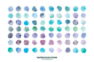 Huge Set Watercolor Vector Stains