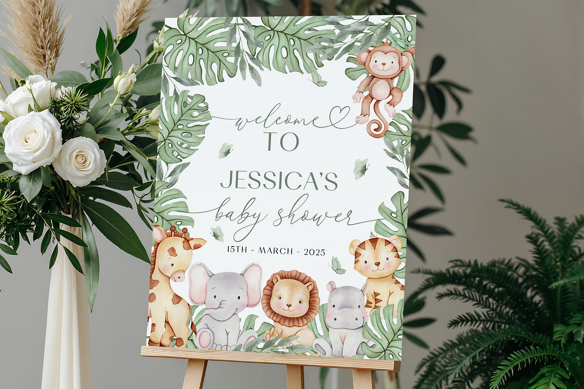 Safari Baby Shower Welcome Sign, a Templates & Theme by VeliusCreativeStudio (Photo 3 of 3)