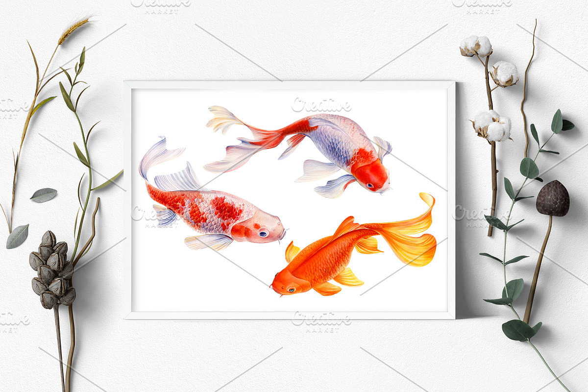 Lotus flowers and koi fish, an Animal Illustration by Hanna Hryharenka (Photo 13 of 13)