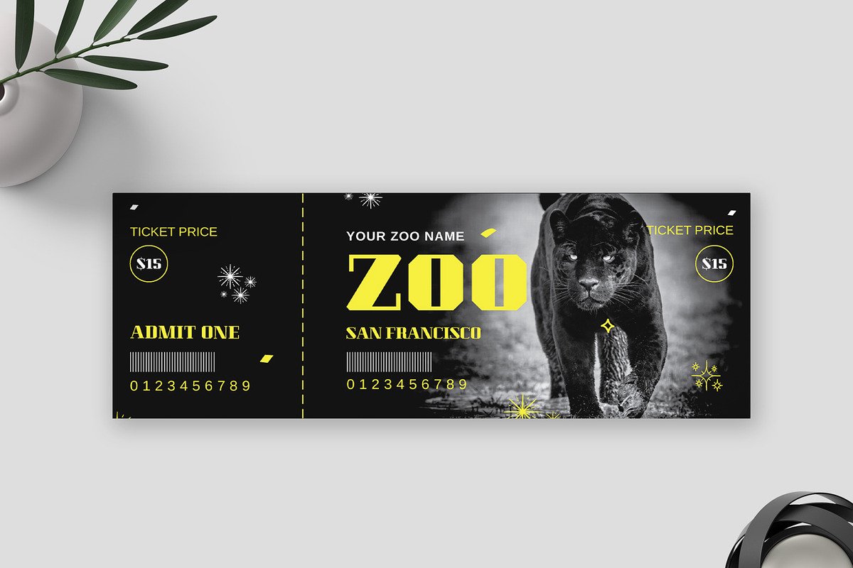 Zoo Ticket Design Template Layout, an Invitation Template by MightyDesign (Photo 2 of 6)
