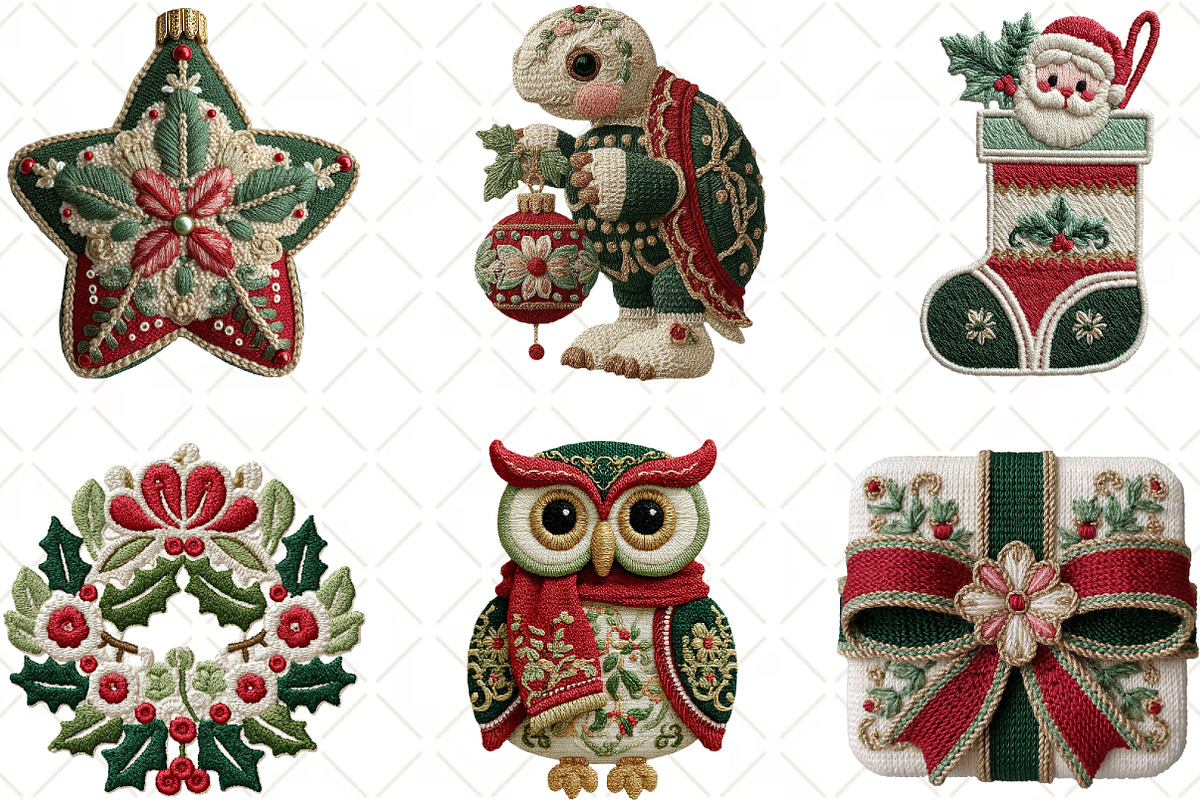 Crochet Christmas Clipart PNG, an Illustration by Black Bird Studio (Photo 4 of 6)