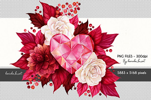 Red Valentines Day Bouquets 12 PNG